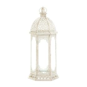 Gallery of Light Graceful Distressed White Lantern (L)