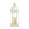 Gallery of Light Graceful Distressed White Lantern (L)
