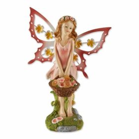 Summerfield Terrace Pink Fairy Solar Garden Statue