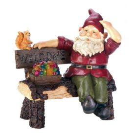 Summerfield Terrace Solar Gnome On Welcome Bench