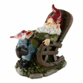 Summerfield Terrace Solar Red Bird Rocking Chair Gnome