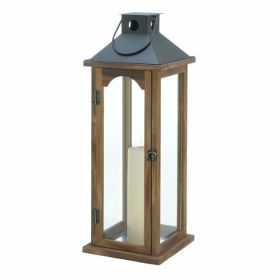 Gallery of Light Large Simple Metal Top Wooden Lantern