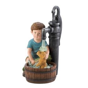 Summerfield Terrace Boy & Dog Solar Garden Statue