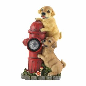 Summerfield Terrace Dogs Fire Hydrant Solar Statue