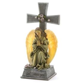Wings of Devotion Blessed Cross Solar Light
