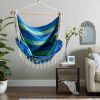 Accent Plus Fringed Blue Lagoon Stripe Hammock Chair