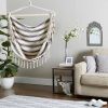 Accent Plus Fringed Blue & Cream Ticking Stripe Hammock Chair