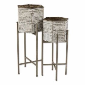 Accent Plus Hexagon Bucket Plant Stand Set