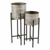 Accent Plus White Wash Galvanized Bucket Plant Stand Set