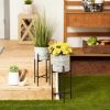 Accent Plus White Wash Galvanized Bucket Plant Stand Set