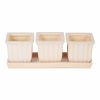 Accent Plus White Square Ceramic Small Planter Set