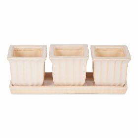 Accent Plus White Square Ceramic Small Planter Set