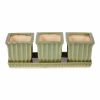 Accent Plus Green Square Ceramic Small Planter Set